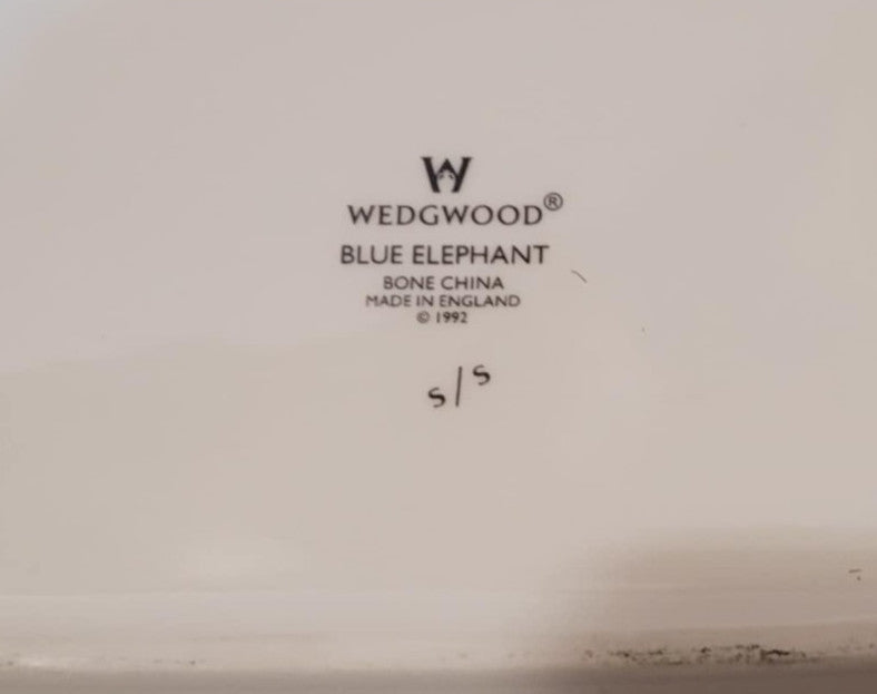 Wedgwood Blue Elephant Porcelain Decor trinket Tray 7.8 x 6.3 inches