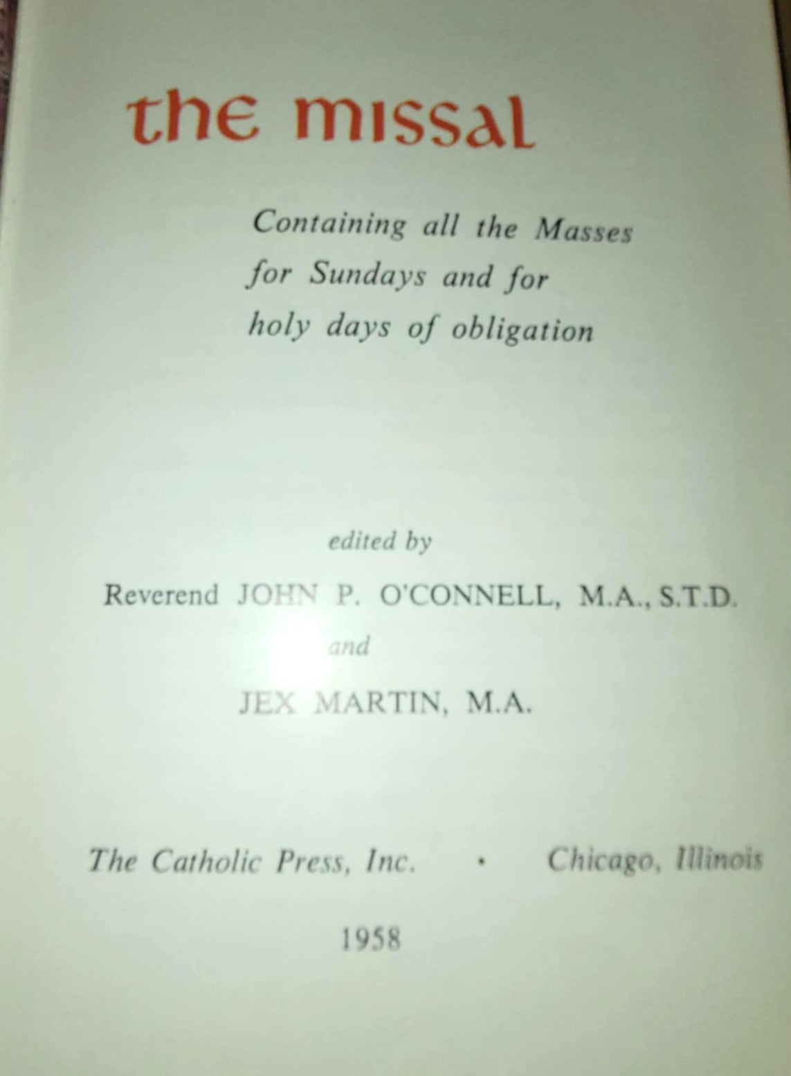 Missal Roman Catholic  Mass 1958 Red Leather boxed and The new liturgy book USA
