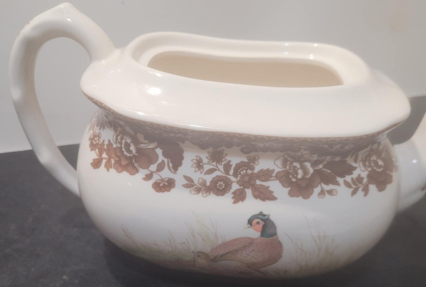 Spode Woodland Tea Pot 2 pint plain lid game birds