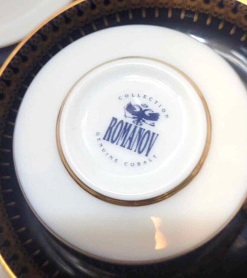 Mayfair Edition Cobalt Blue Gold Royal Romanov Collection Trio cup saucer plate