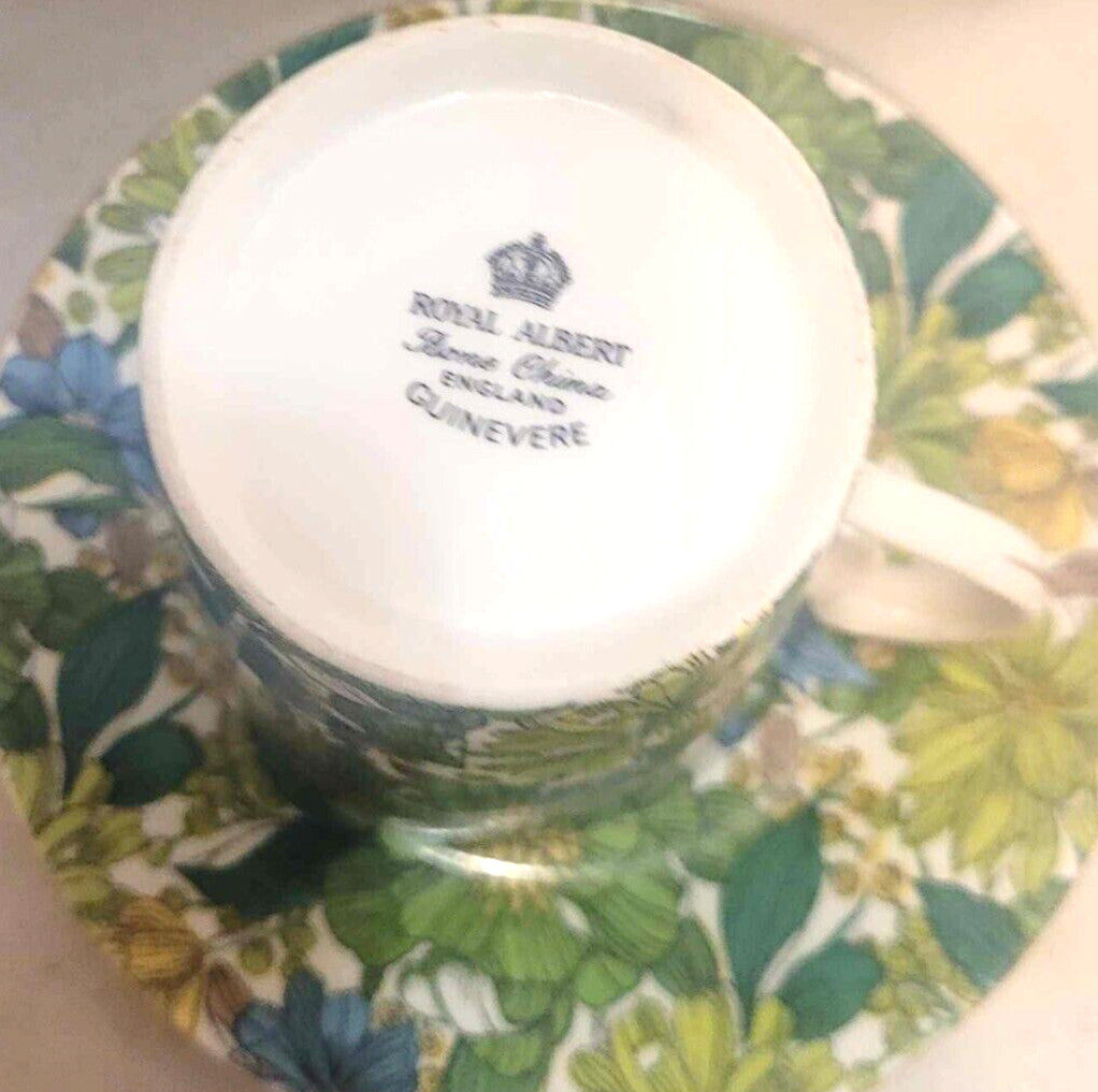Vintage Royal Albert Guinevere Demi tasse coffee cup saucer Set 1950 florals