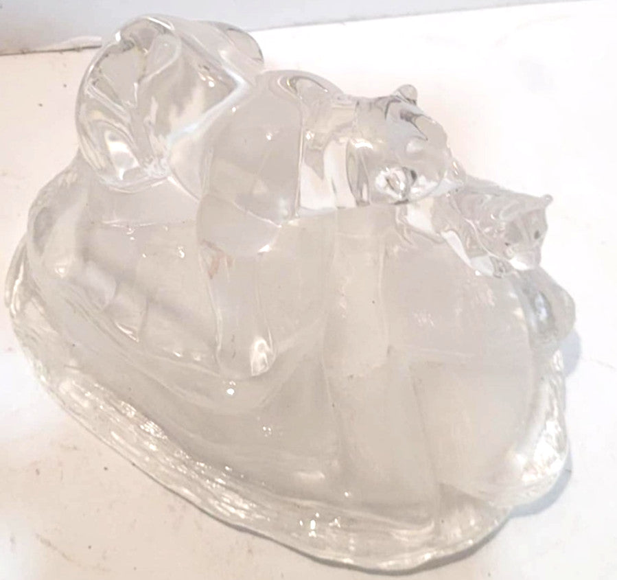 Bohemian czech glass crystal polar bears and baby bear figurine