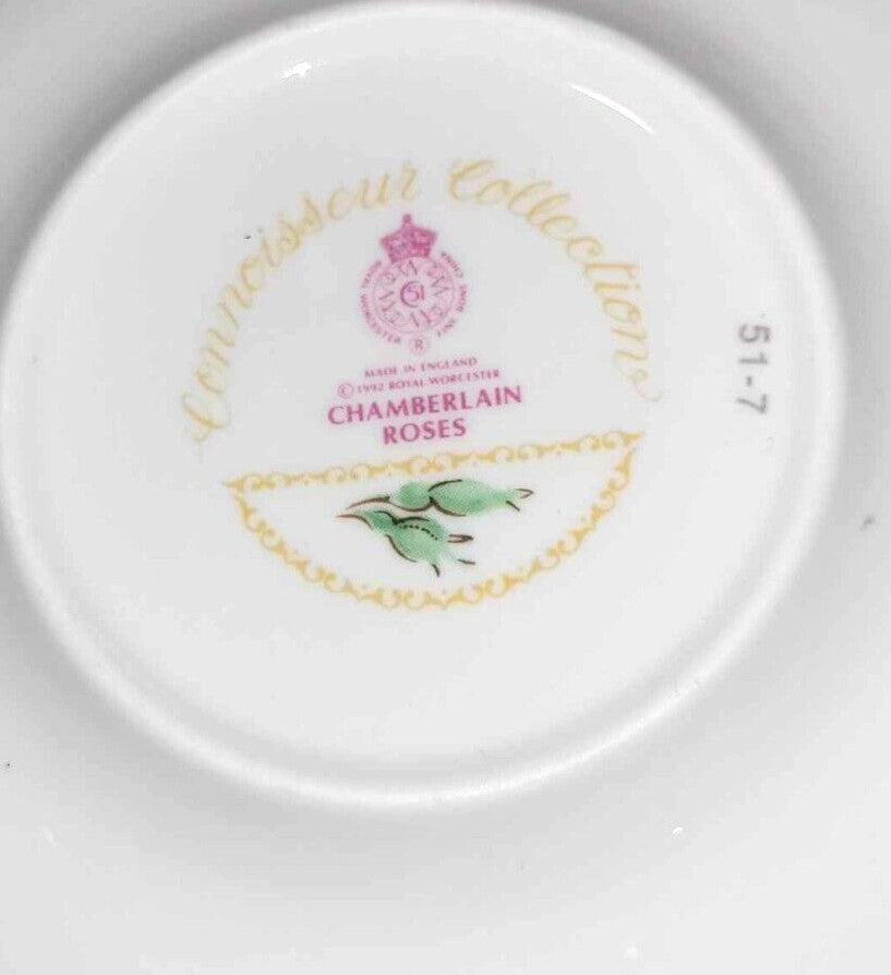 Royal Worcester Chamberlain Roses Blue Coffee Cup and Saucer demi tasse