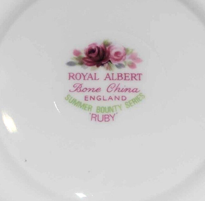 rare ROYAL Albert Ruby Summer Bounty Series CUP & SAUCER Bone China ENGLAND