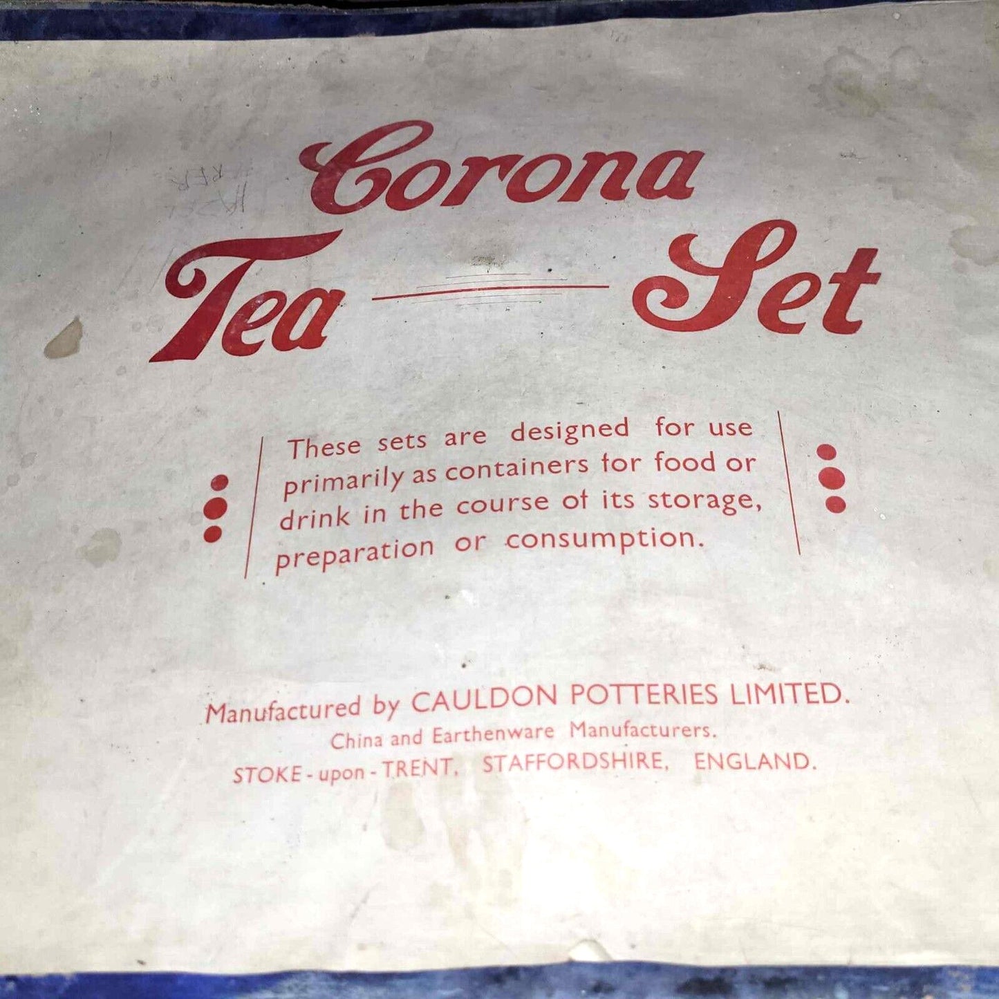 boxed Child’s Antique Teaset Corona Bunny Bobtail Joey The Clown Ceramic UK 1950