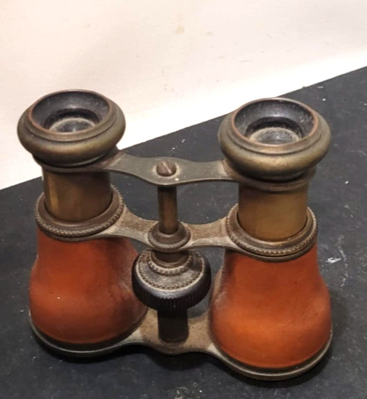 Opera Glasses Binoculars Antique Brass leatherette mechanism working prop decor