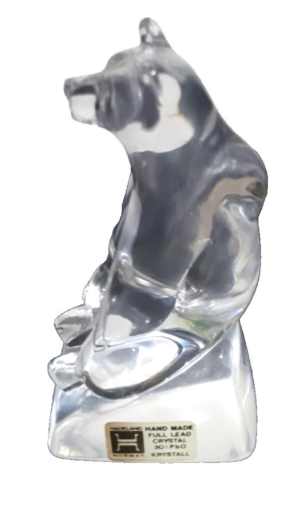 Hadeland Bear sitting Hand Blown Art Glass Figurine Paperweight Norway Vtg
