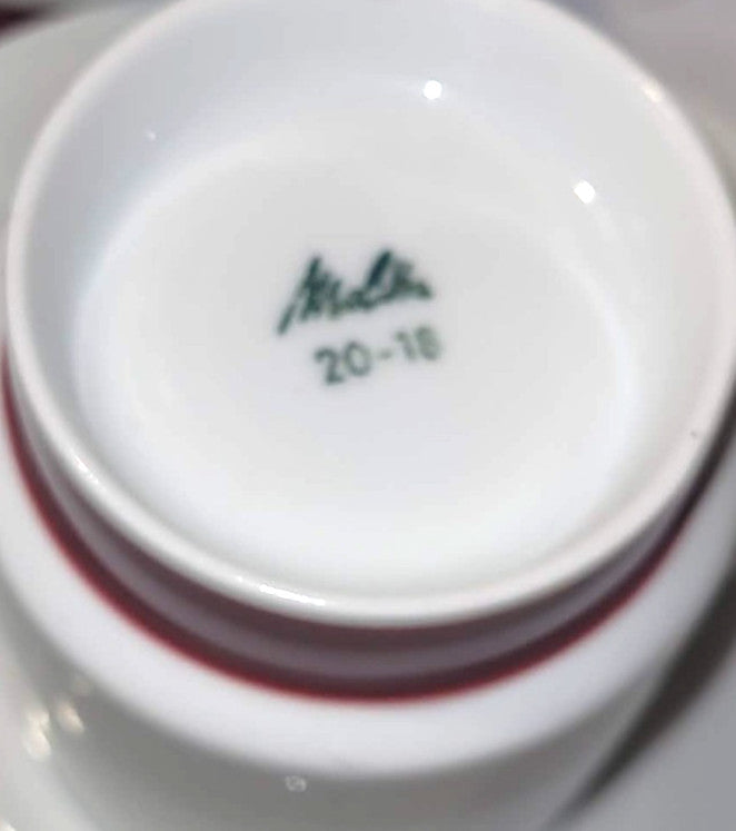 Vintage Melitta Coffee Set Red & White Modernist 1980s Germany porcelain