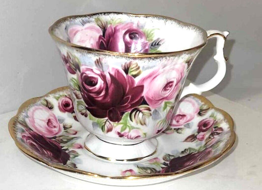 rare ROYAL Albert Ruby Summer Bounty Series CUP & SAUCER Bone China ENGLAND