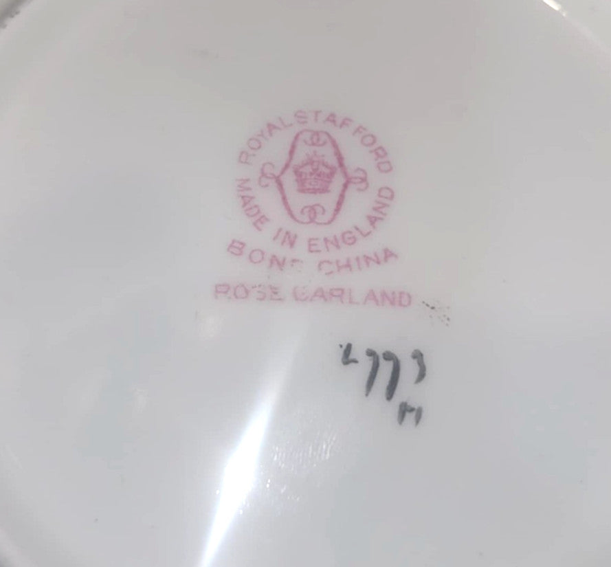 ROYAL STAFFORD rose garland bone china 6" floral handled plate candle plate