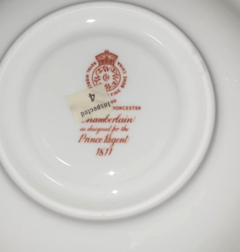 Royal Worcester Chamberlain twin handled soup Bowl & saucer coup floral