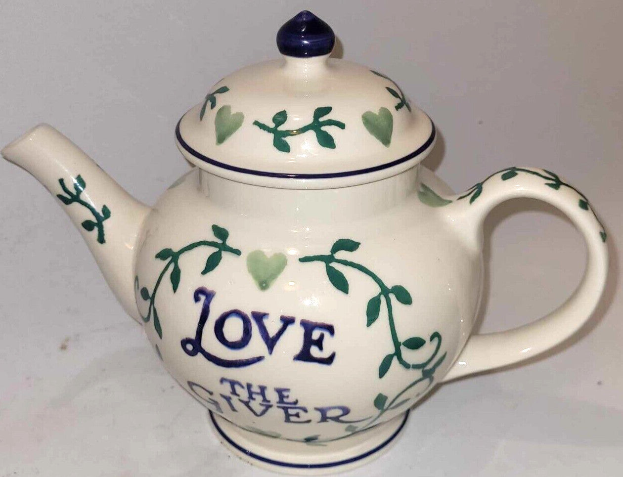 Emma Bridgewater Past Times 1 pint Teapot Drink More tea, Love the Giver