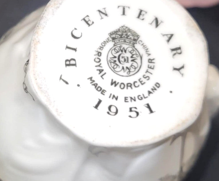 ROYAL WORCESTER 1951 Bicentenary milk JUG creamer bacchus spout