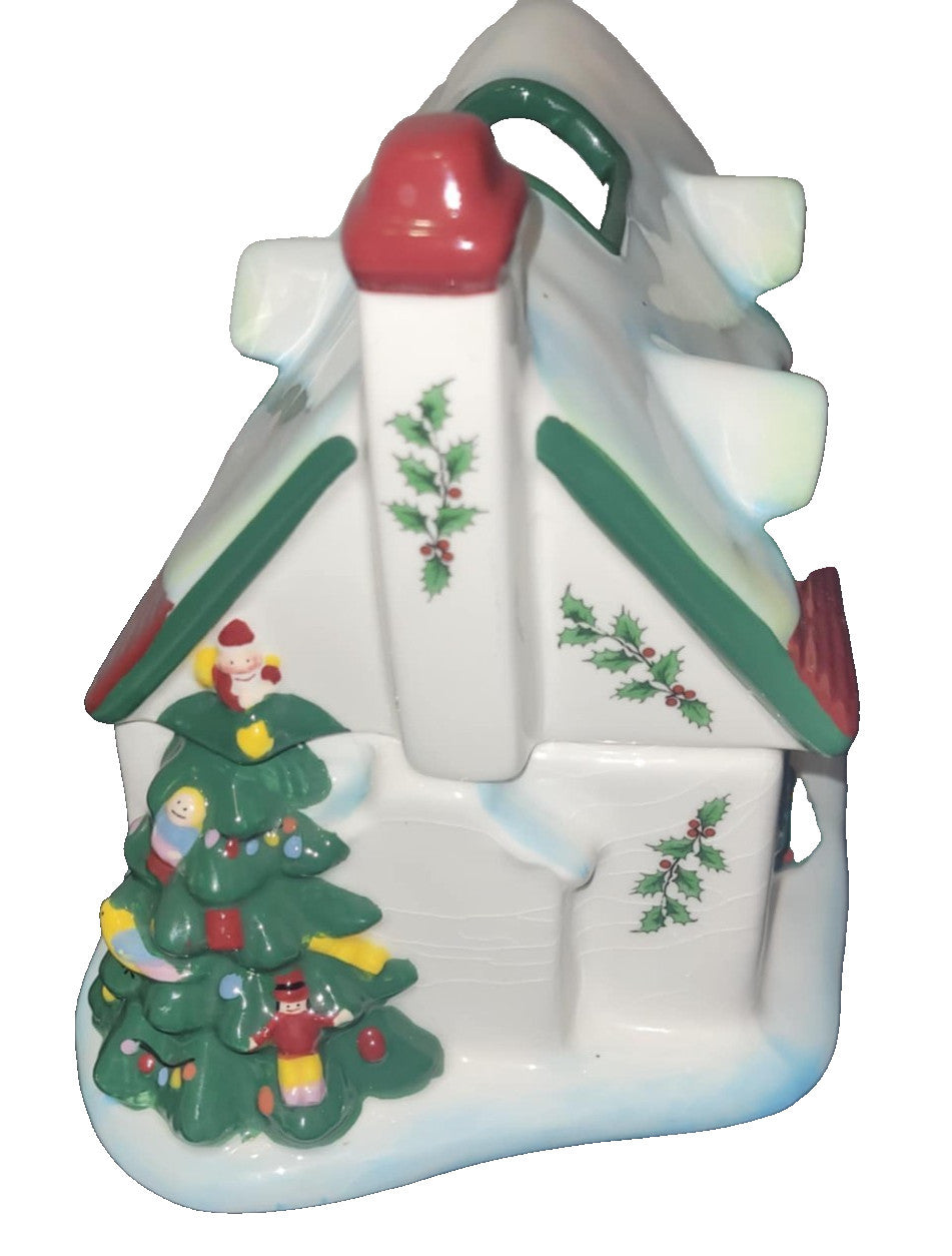 Spode Christmas Tree Tealight Candle Holder Cottage House burner