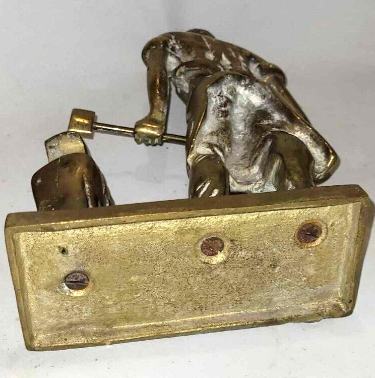Solid Brass Blacksmith Figurine Vintage Ornament Statue 9 Inches Tall