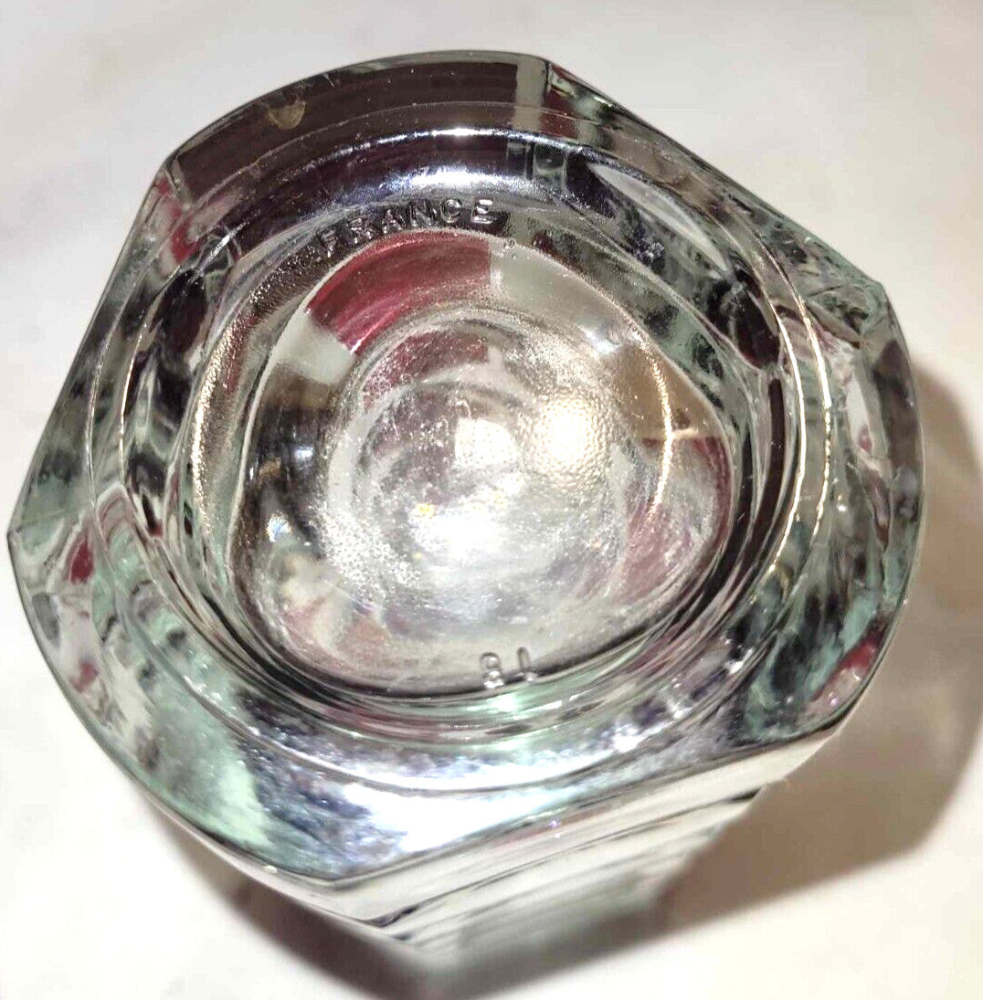 Vintage Retro French Red And Clear geometric block Glass vase 7"