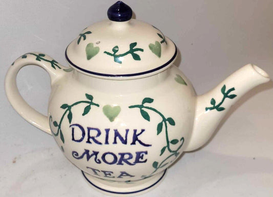Emma Bridgewater Past Times 1 pint Teapot Drink More tea, Love the Giver