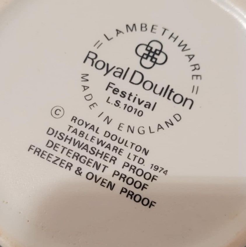 Royal Doulton Festival teacup & saucer duo Blue Floral 1974 retro vintage vibe