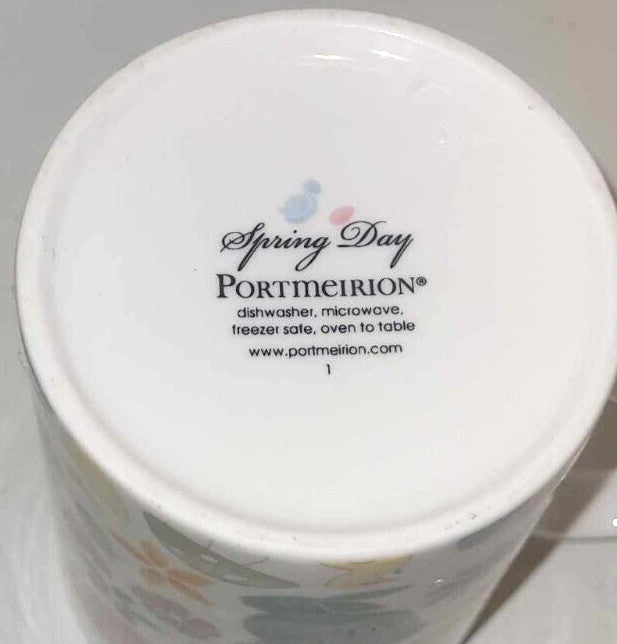 PORTMEIRION SPRING DAY MUG PASTEL COLOURS FLORAL RABBITS
