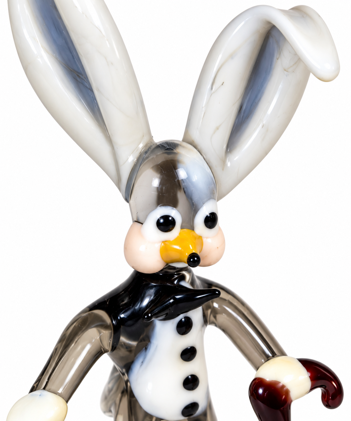 Vintage Pirelli Glass Walking Rabbit with Cane Lampwork Figurine – 6"