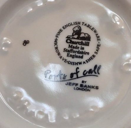 Additional view of the Churchill Ports of Call Cadiz blue checked milk jug