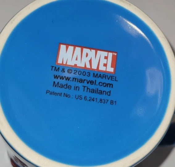 2003 Marvel Spider-Man Blue Relief Ceramic Mug Retro Collectable