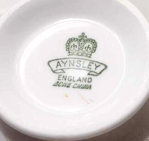Aynsley Crimson Red & Gold Floral Bone China Tea Trio