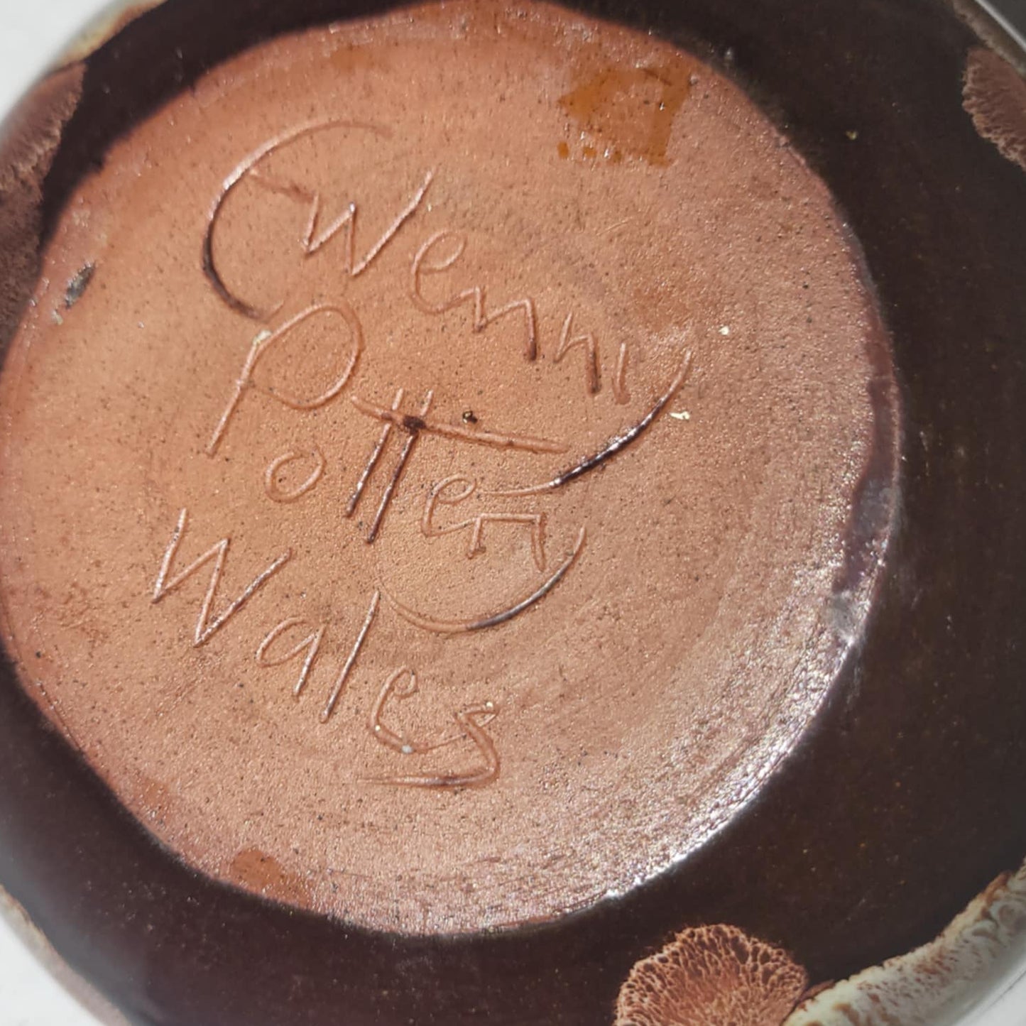 Ewenny Welsh studio pottery lidded trinket butter dish brown