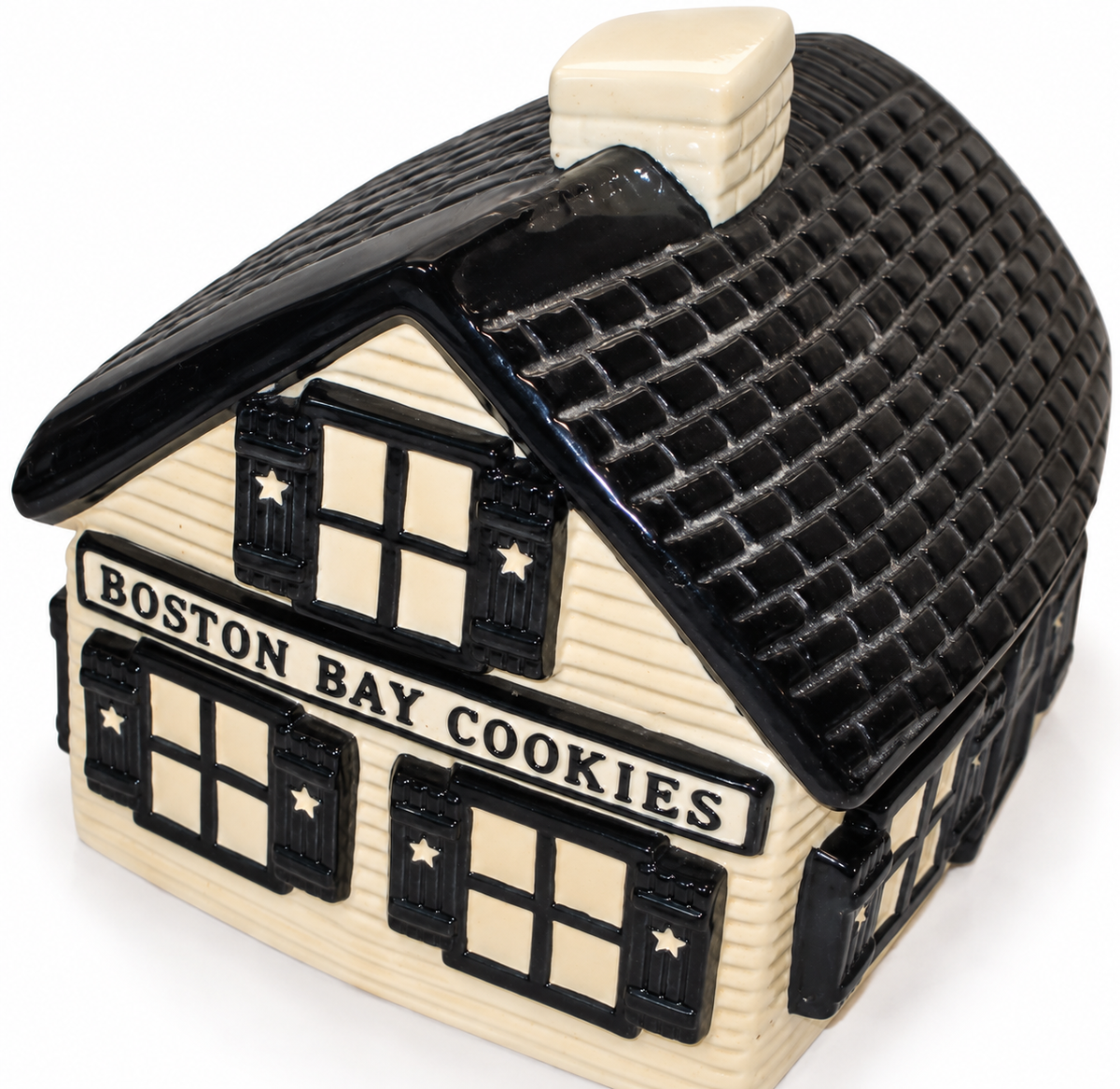 Vintage Boston Bay Cookies Cottage Ceramic Biscuit Jar