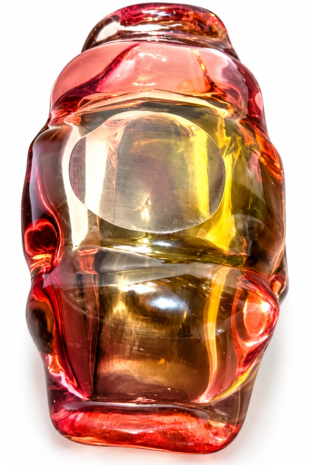 Vintage Chřibská Czech Art Glass Pink & Amber Sculptural Bowl – Hospodka Style