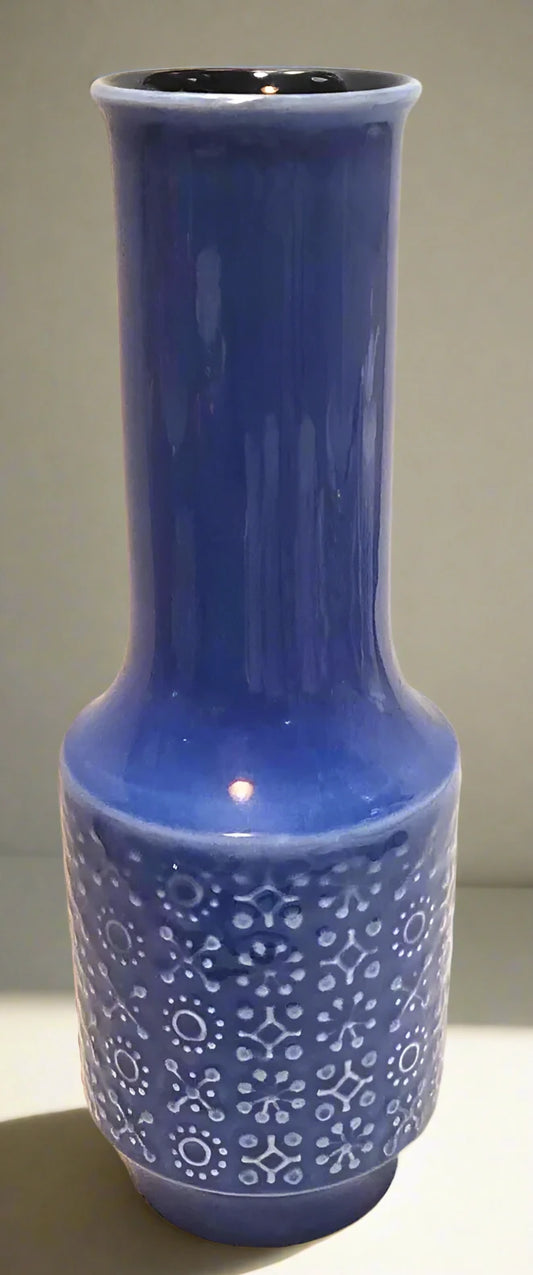 Vintage MCM Celtic Connemara Irish Earthenware blue vase 10" bitossi style