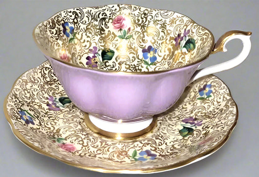 beautiful Royal Albert Princess Series Cup Saucer purple high gold chintz