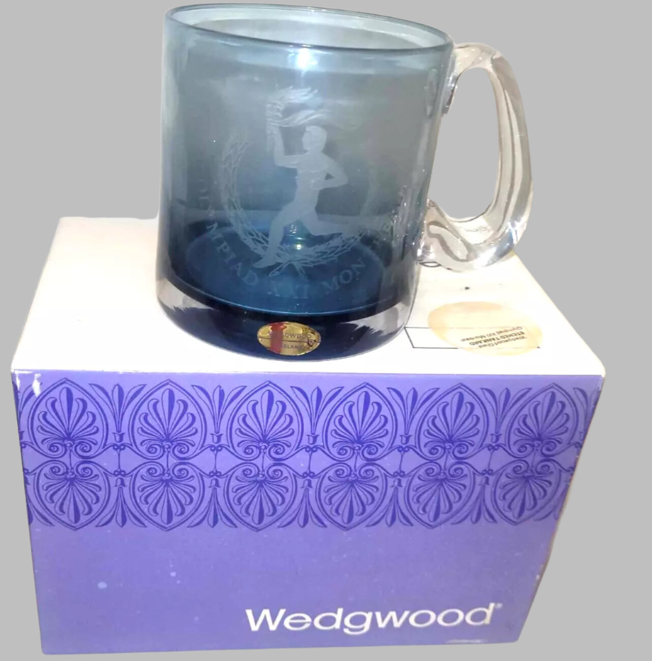 WEDGWOOD BLUE GLASS COMMEMORATIVE TANKARD OLYMPIAD XXI MONTREAL 1976 boxed