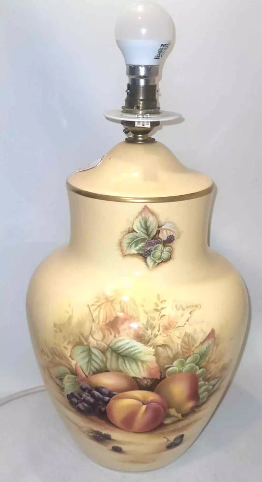 Large Aynsley Orchard Gold Table Lamp PAT Tested bone china England 30cm h