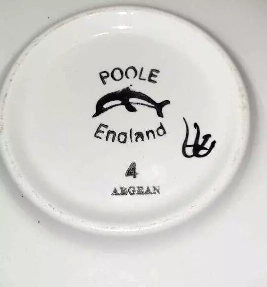 Poole Pottery shallow bowl plate Aegean sailing ships 10" Davis artist