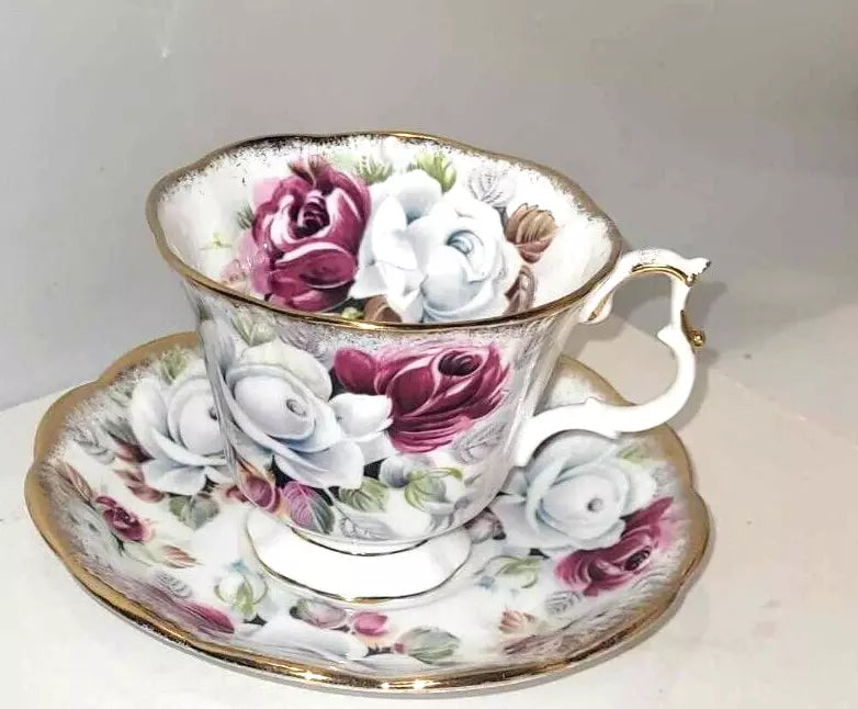rare ROYAL Albert pearl Summer Bounty Series CUP & SAUCER Bone China ENGLAND