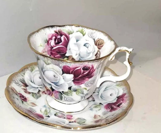 rare ROYAL Albert pearl Summer Bounty Series CUP & SAUCER Bone China ENGLAND