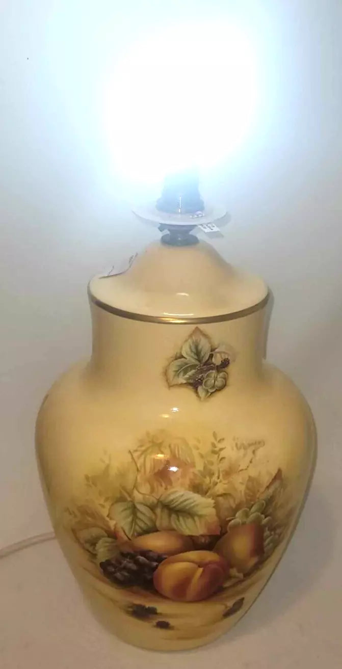 Large Aynsley Orchard Gold Table Lamp PAT Tested bone china England 30cm h
