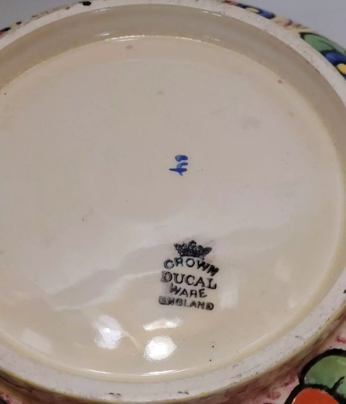 beautiful Crown Ducal floral tube lined footed bowl, Early 20thC 7"