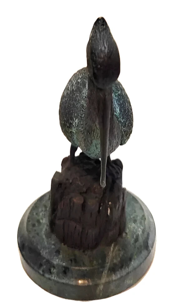 SPI brass pelican on marble base sea bird sculpture paperweight desk ornament