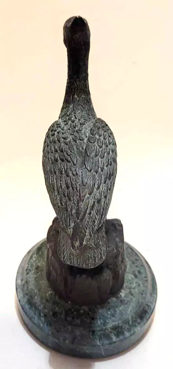SPI brass pelican on marble base sea bird sculpture paperweight desk ornament