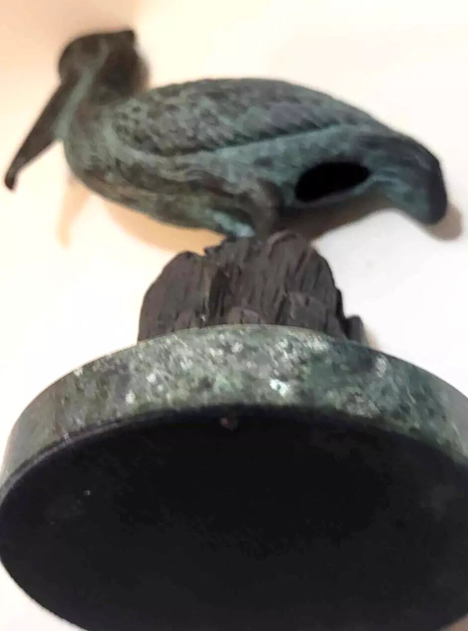 SPI brass pelican on marble base sea bird sculpture paperweight desk ornament