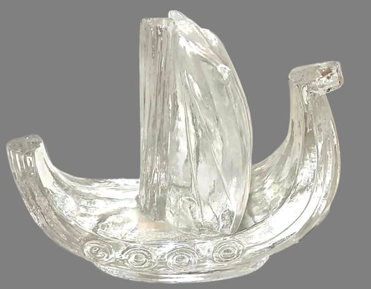 Pukeberg Art Glass Viking long ship Paperweight Uno Westerberg