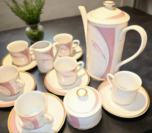 sabina Loucky Coffee Set czechoslovakia pink and gold