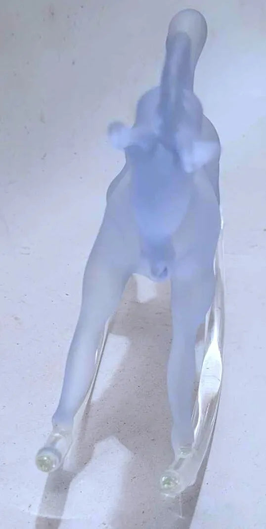 Delyn Glass Wales Sculpture frosted glass blue Rocking Horse nursery decor