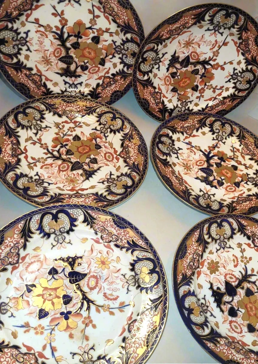 6 CROWN DERBY duesbury Kings Pattern dinner Plates c1810 hand painted Georgian