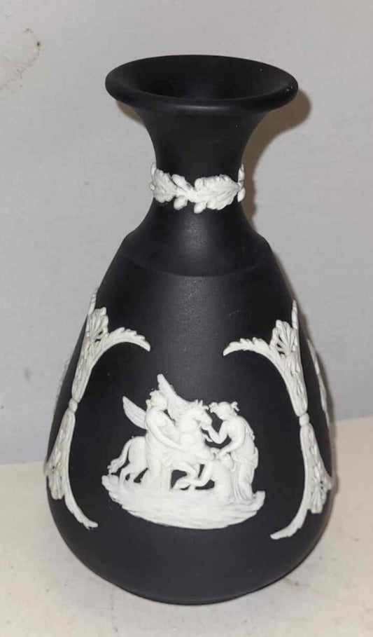 Wedgwood Jasperware Black Bud Vase 1970