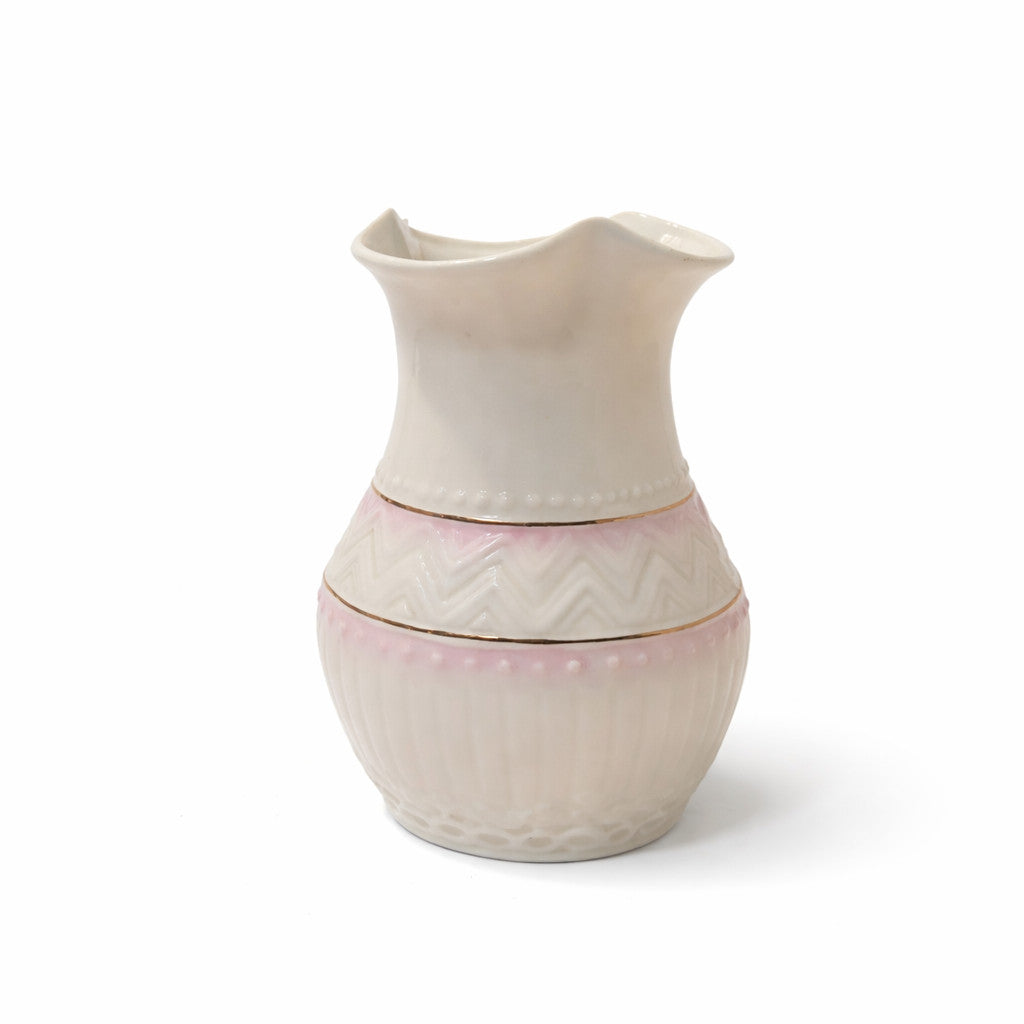Belleek Irish Porcelain Colonial Vase pink & Gold Highlights 6”  Ireland