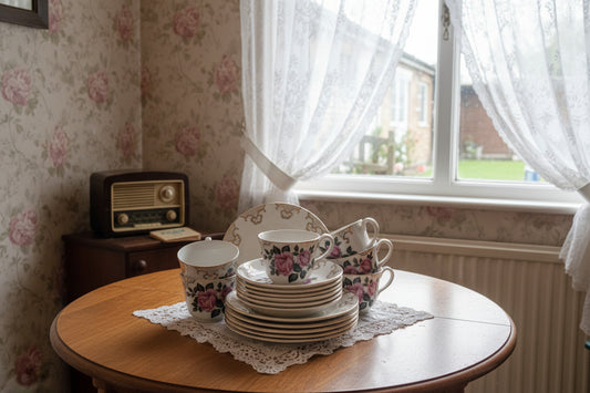 Swinnertons / meakin studio 18pc Pink Rose gold China Tea Set miltary issue 1966