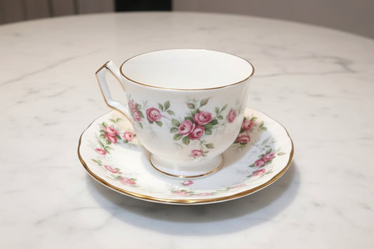 Aynsley Grotto Rose teacup & saucer bone china England